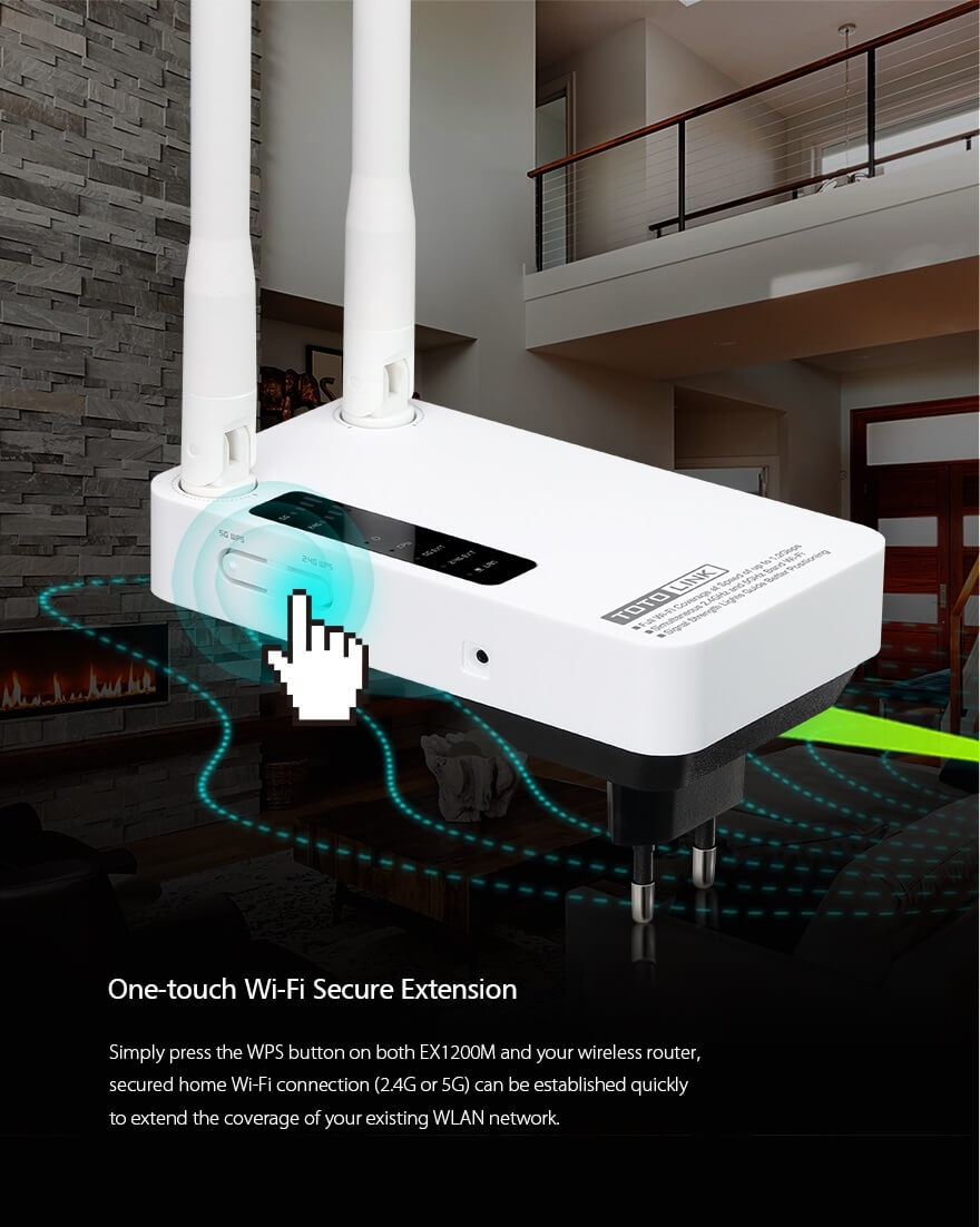 Thiết Bị Mở Rộng Sóng Wifi Băng Tần Kép AC1200 TotoLink EX1200M