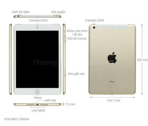 iPad Mini 3 Wifi Cellular 16GB - Đã Qua Sử Dụng